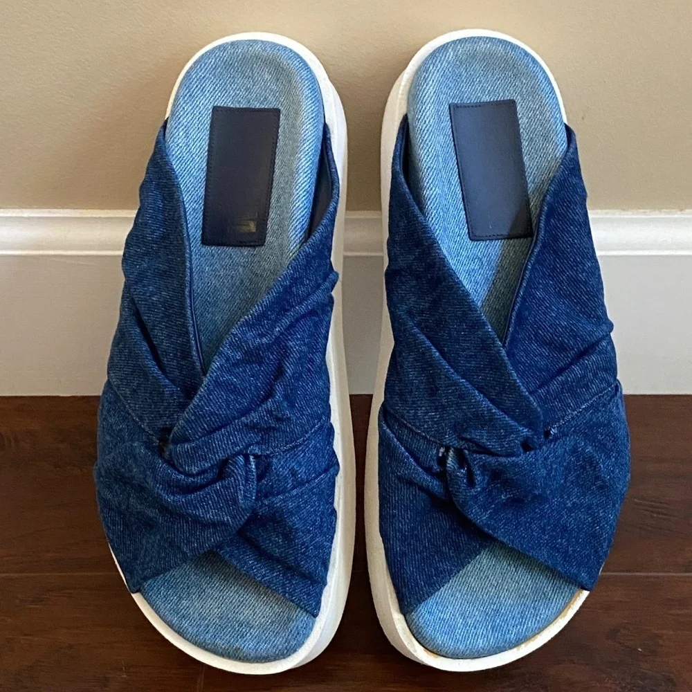 MSGM Blue Cloth Slide Sandals European Model Size 9 (EU 39)